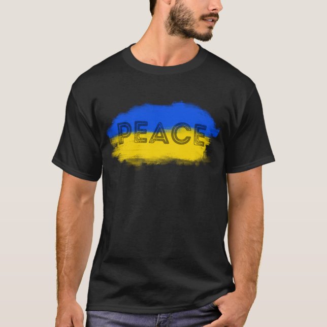 Camiseta Blue e Yellow Ucrânia inspiraram Sem guerra de paz (Frente)