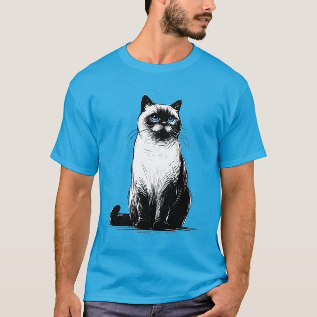 Camiseta Blue-Eyed Gaze - Siamese Cat  (Frente)