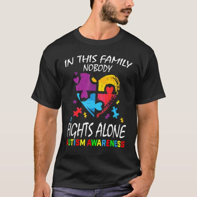Camiseta Blue Family Autism Quebra-cabeça Piece Heart Gr (Frente)
