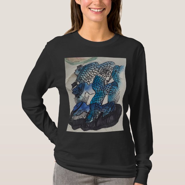 Camiseta Blue Fish Long Sleeve T-Shirt (Frente)