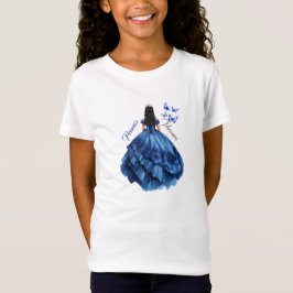 Camiseta Blue Floral Princess Girl Festa de aniversário