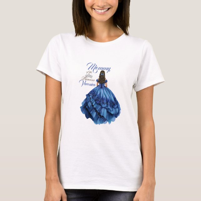 Camiseta Blue Floral Princess Girl Festa de aniversário (Frente)