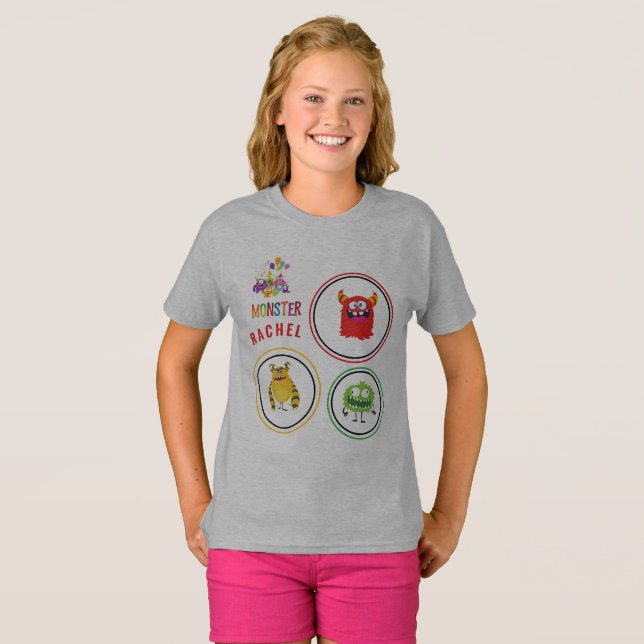 Camiseta Blue FUN Monster KIDS Child Name (Frente Completa)