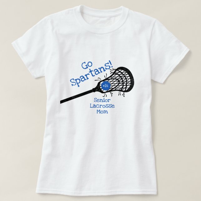 Camiseta Blue Go Team Lacrosse Mãe (Frente do Design)