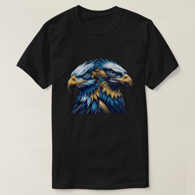 Camiseta Blue & Gold Eagle Head – Premium Modern Vector Art (Frente do Design)