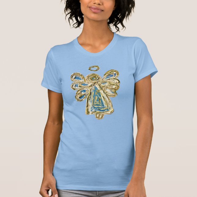 Camiseta Blue Guardian Angel Custom Holiday Art Shirt (Frente)