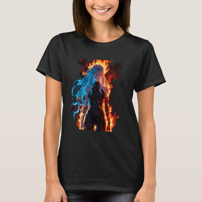 Camiseta Blue Haired Demon Fantasy em Hellfire (Frente)
