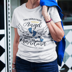 Camiseta Blue Heart Angel me chama de vovó perda de neto