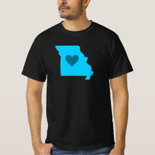 Camiseta Blue Heart in State Missouri Outline