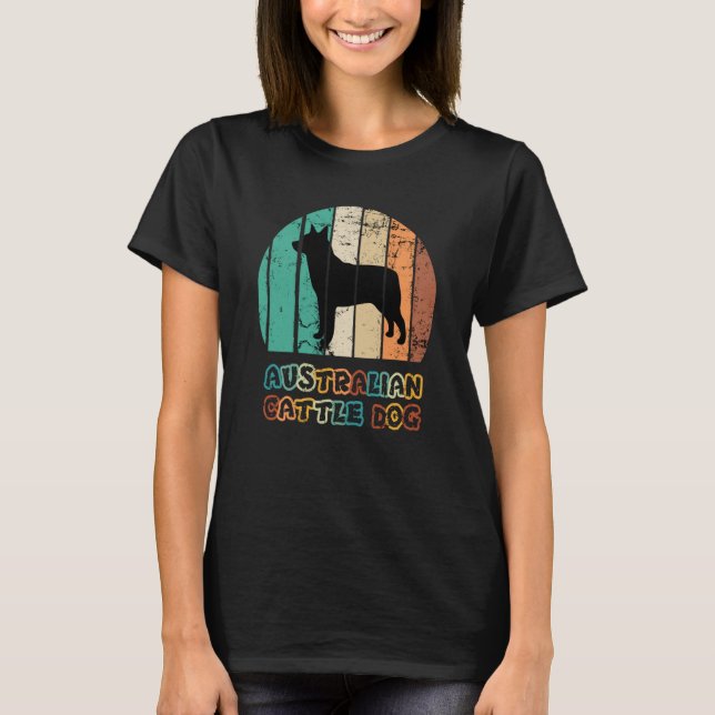 Camiseta Blue Heeler Australian Cattle Dog Vintage Sunset   (Frente)