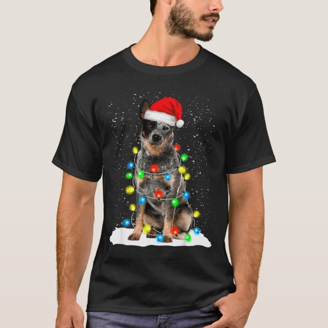 Camiseta Blue Heeler Christmas Light Funny Gift For Dog Lov (Frente)