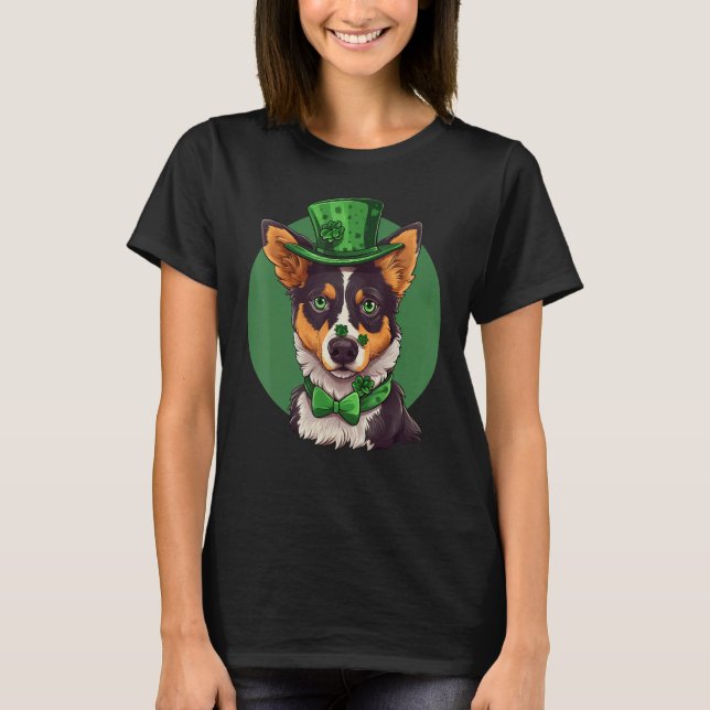 Camiseta Blue Heeler shamrock St Patricks Day Australian Ca (Frente)