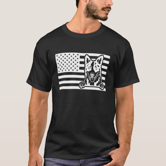 Camiseta Blue Heeler USA Flag (Frente)