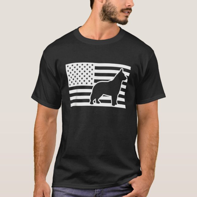 Camiseta Blue Heeler USA Flag (Frente)