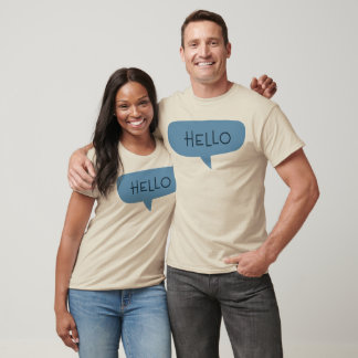Camiseta Blue "Hello" Speech Bubble Vector Illustration