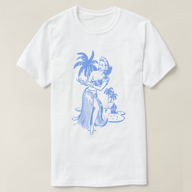 Camiseta Blue Hula Girl T-Shirt (Frente do Design)