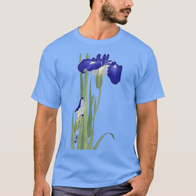 Camiseta Blue Irises de Ohara Koson (Frente)