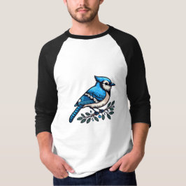 Camiseta Blue Jay bird Basic 3/4 Capa Raglan T Shirt