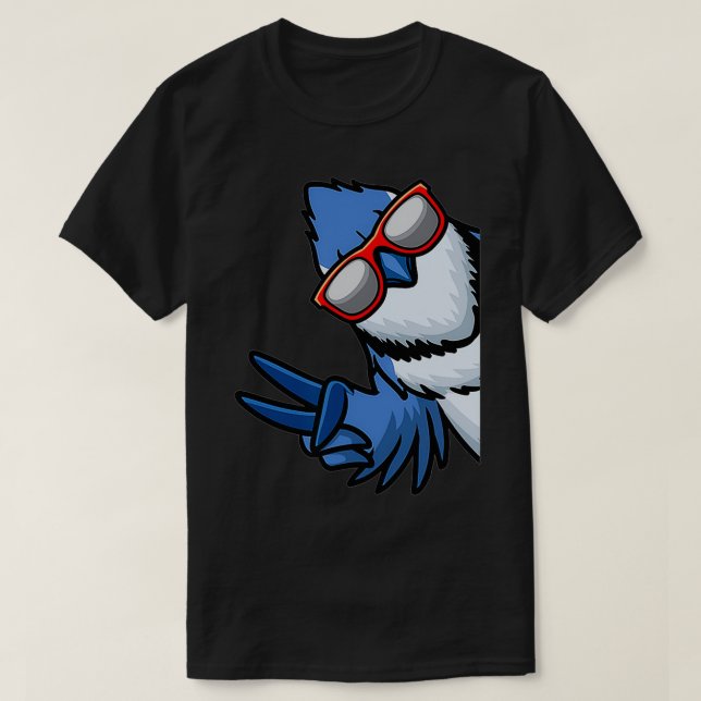 Camiseta Blue Jay Bird Cyanocitta Cristata do lado com um (Frente do Design)