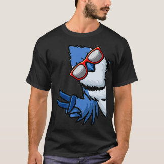 Camiseta Blue Jay Bird Cyanocitta Cristata do lado com um