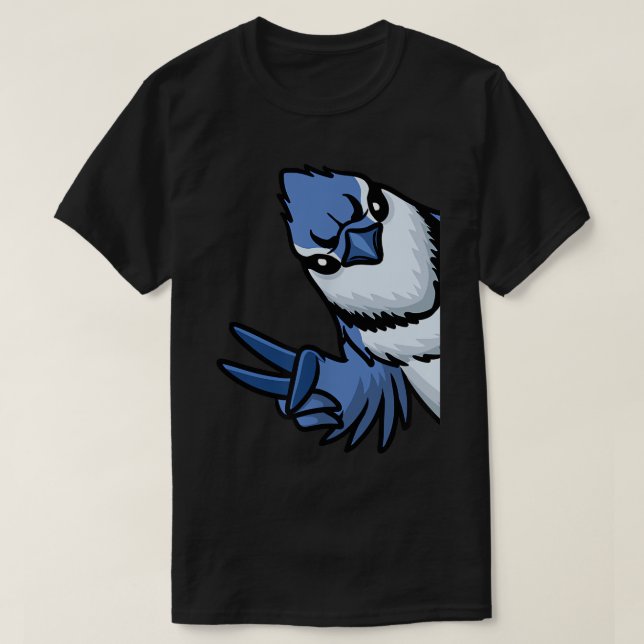 Camiseta Blue Jay Bird Cyanocitta Cristata do Lado T-Shir (Frente do Design)