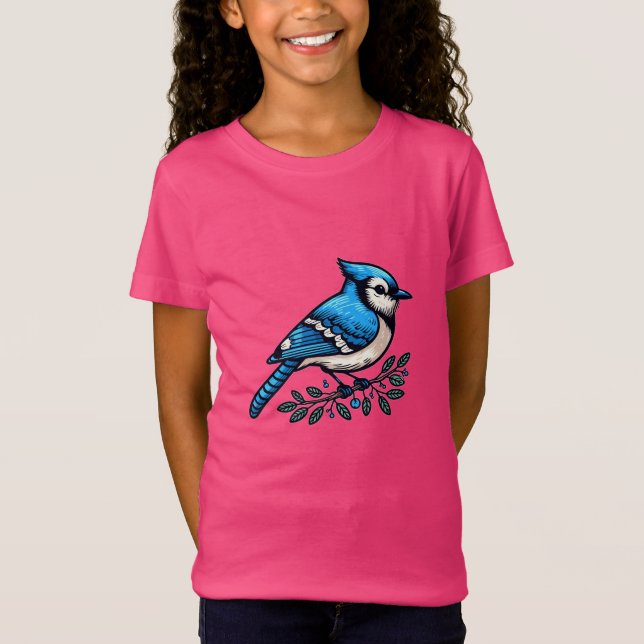 Camiseta Blue Jay bird Fine Jersey (Frente)