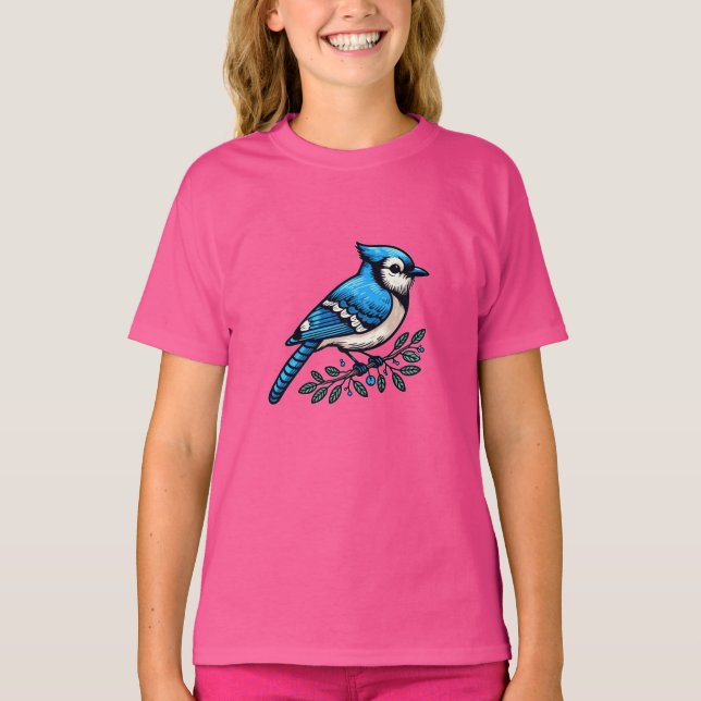 Camiseta Blue Jay bird Kids Basic T-Shirt (Frente)