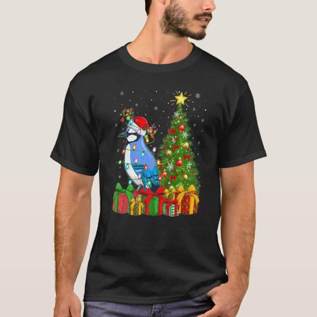 Camiseta Blue Jay Bird  Xmas Holiday Santa Blue Jay Christm (Frente)