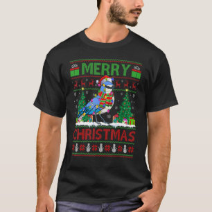 Camiseta Blue Jay Bird Xmas Tree Ugly Papais noeis Blue Jay