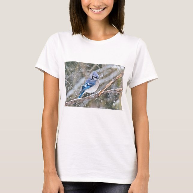 Camiseta Blue Jay em uma tempestade de neve (Frente)