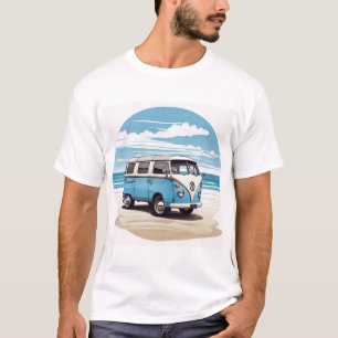 Camiseta  Blue Kombi Beach Circle Tee - Vintage Coastal Cha