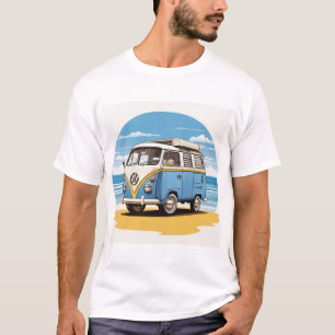 Camiseta  Blue Kombi Beach Circle Tee - Vintage Coastal Cha