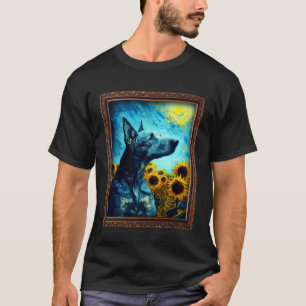 Camiseta Blue Lacy Pintura Flor de Girassol Mãe Flor
