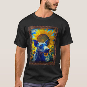 Camiseta Blue Lacy Pintura Flor de Girassol Mãe Flor