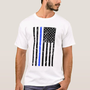 Camiseta Blue Line fino - bandeira dos EUA - polícia