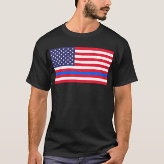 Camiseta "BLUE LINE FINO na BANDEIRA "