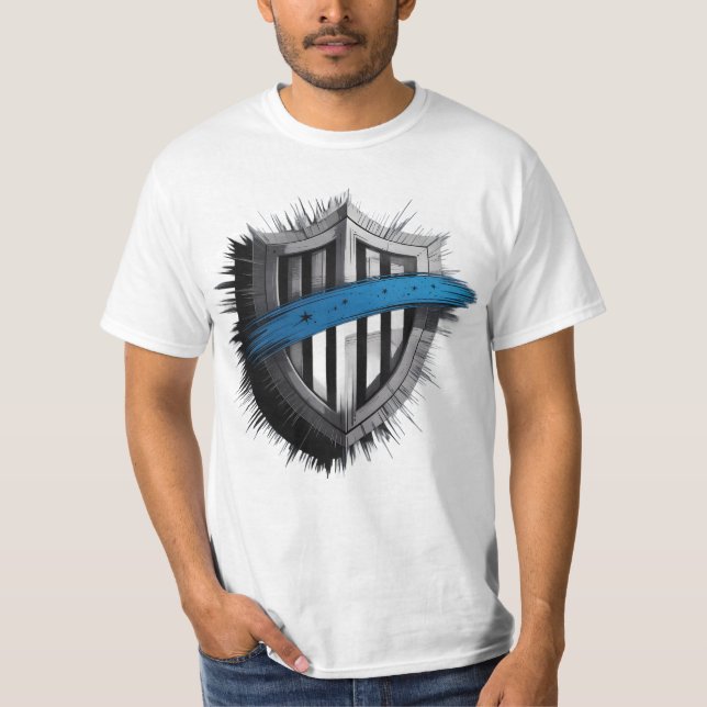 Camiseta Blue Line Shield – Honor, Service, Protection (Frente)