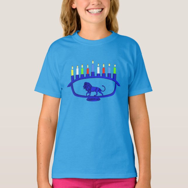 Camiseta Blue Lion Menorah (Frente)
