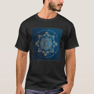 Camiseta Blue Mandala Divine Ilustração Única de Mulheres c