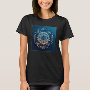 Camiseta Blue Mandala Divine Ilustração Única de Mulheres c