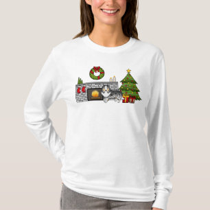 Camiseta Blue Merle Shetland Sheepdog Numa Sala De Natal