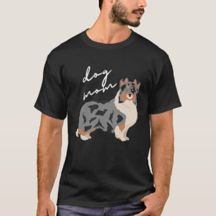Camiseta Blue Merle White e Tan Shetland Sheepdog Mãe