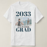 Camiseta Blue Modern Typography Simple 2 Photo Graduation<br><div class="desc">CUSTOM Blue Modern Simple Typography 2 Photo Graduation T-Shirt.  Congrats the graduate on their well-deserved success and celebrate them with this beautiful Tshirt. All the texts are pre-arranged for you to personalize easily and quickly with your own details.</div>