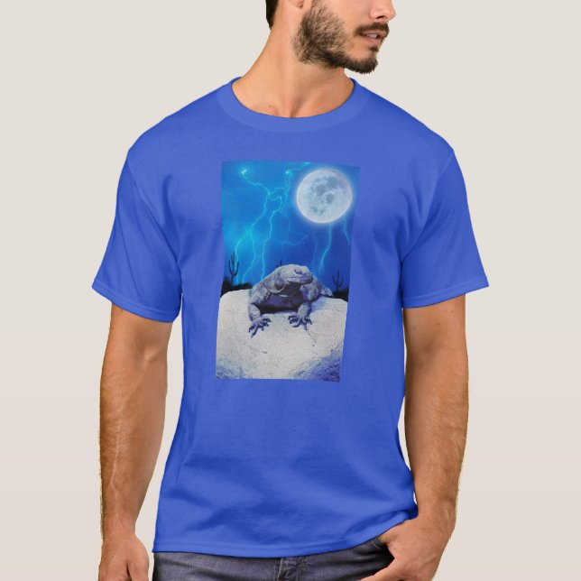 Camiseta Blue Monitor Lizard Dragon Reptile Fantasy Art (Frente)