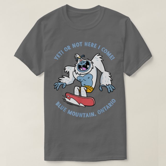 Camiseta Blue Mountain, Vacina de Snowboard Ontario Yeti (Frente do Design)