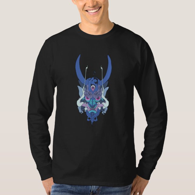 Camiseta Blue Oni Mask Japan Demon Mythology Devil (Frente)