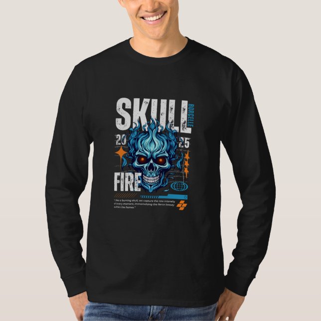 Camiseta Blue, Orange, and White Skull Maximalist Streetwea (Frente)