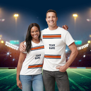 Camiseta Blue & Orange Sports Jersey Team Name White Unisex