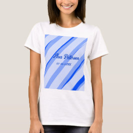 Camiseta Blue pastel add name date boho retro lines pattern