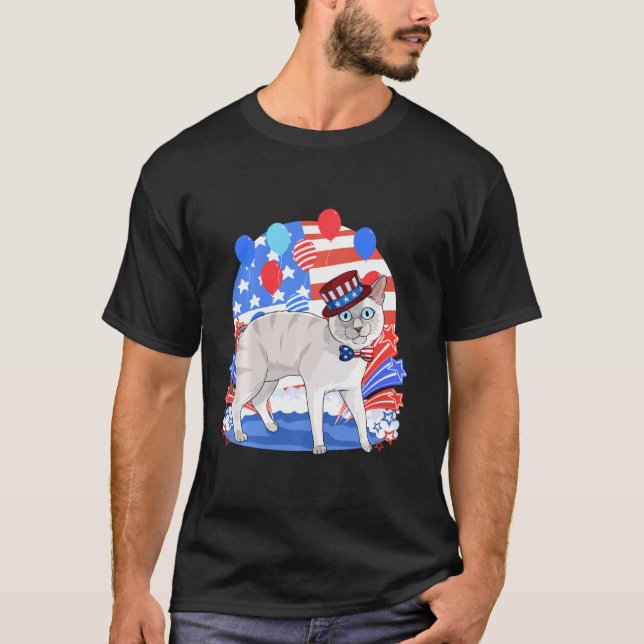 Camiseta Blue Point Siamese Merica 4 De Julho Pat Americano (Frente)